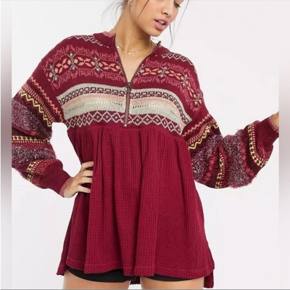 Free People Cabin Fever Fair Isle Sweater Size Medium